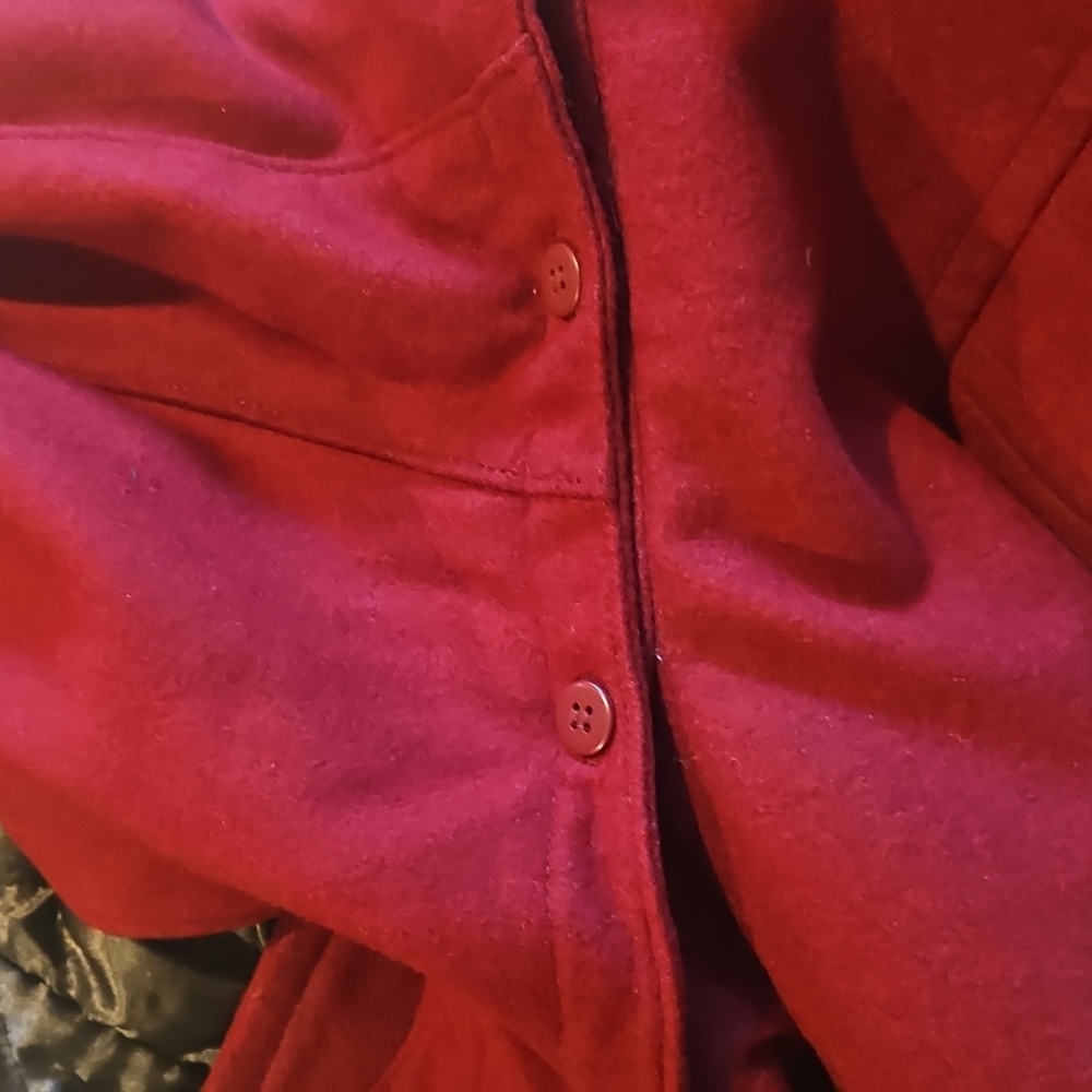Calvin Klein Double-Breasted Peacoat - Deep Red - Picture 12 of 15